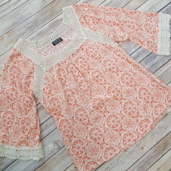 Papermoon Tops - Stitch Fix Papermoon| Orange Medallion Crochet Top